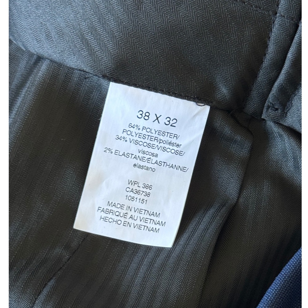NWT J.M. Haggar Mens Premium Stretch Suit Pants Blue Sharkskin 38x32 Classic Fit - Picture 3 of 4